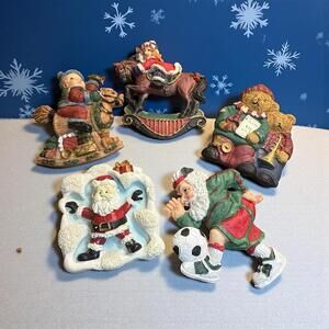 Vintage Refrigerator Christmas Magnets Ceramic/Resin Lot of 5